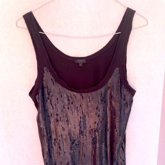 J Crew black sequined tank top L - Picture 3 of 7
